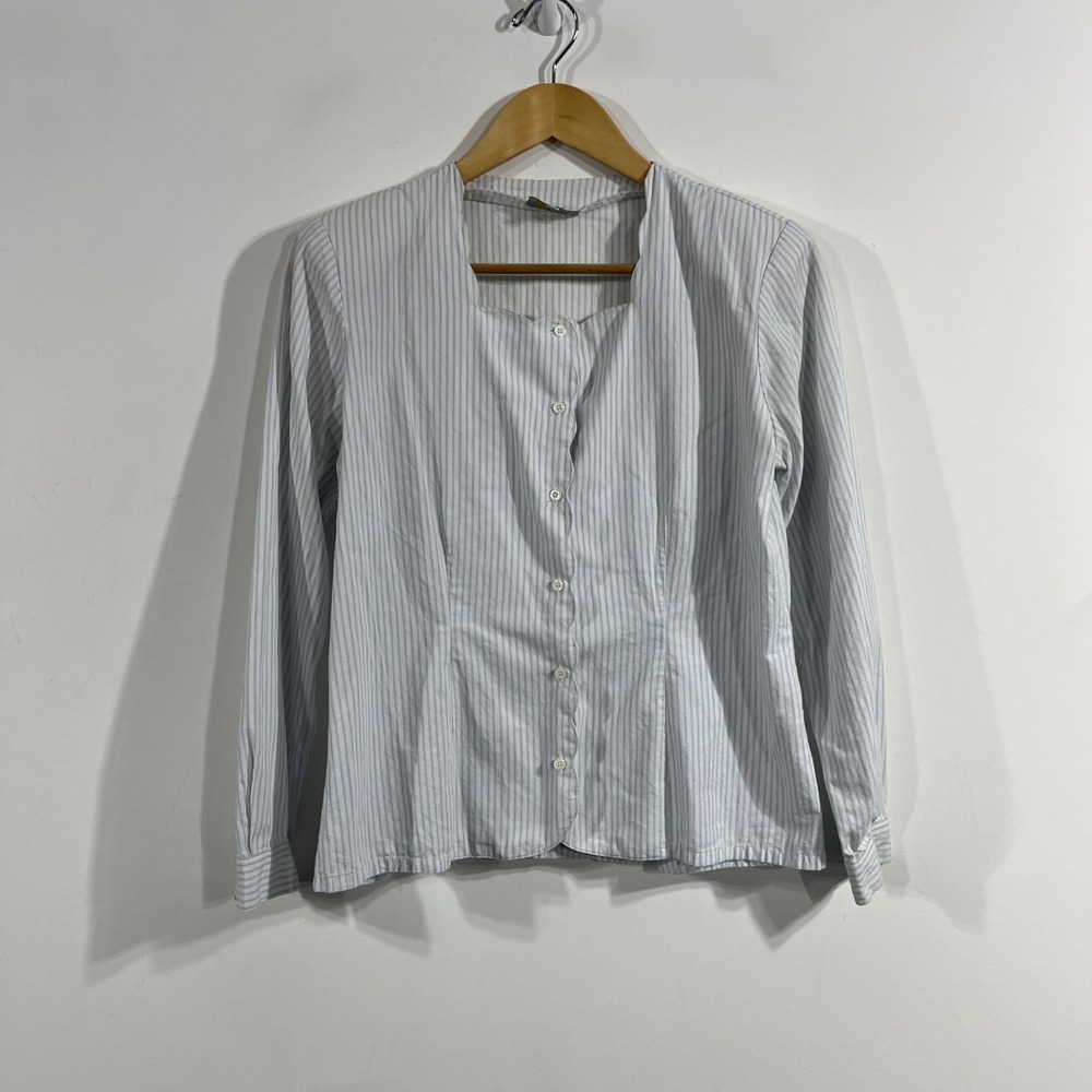 Sycamore Fisherman Preppy Striped Square Neck Cotton Top Womens Medium Dainty